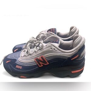 New Balance 1000 Navy and Gray Sneakers with pink Accents